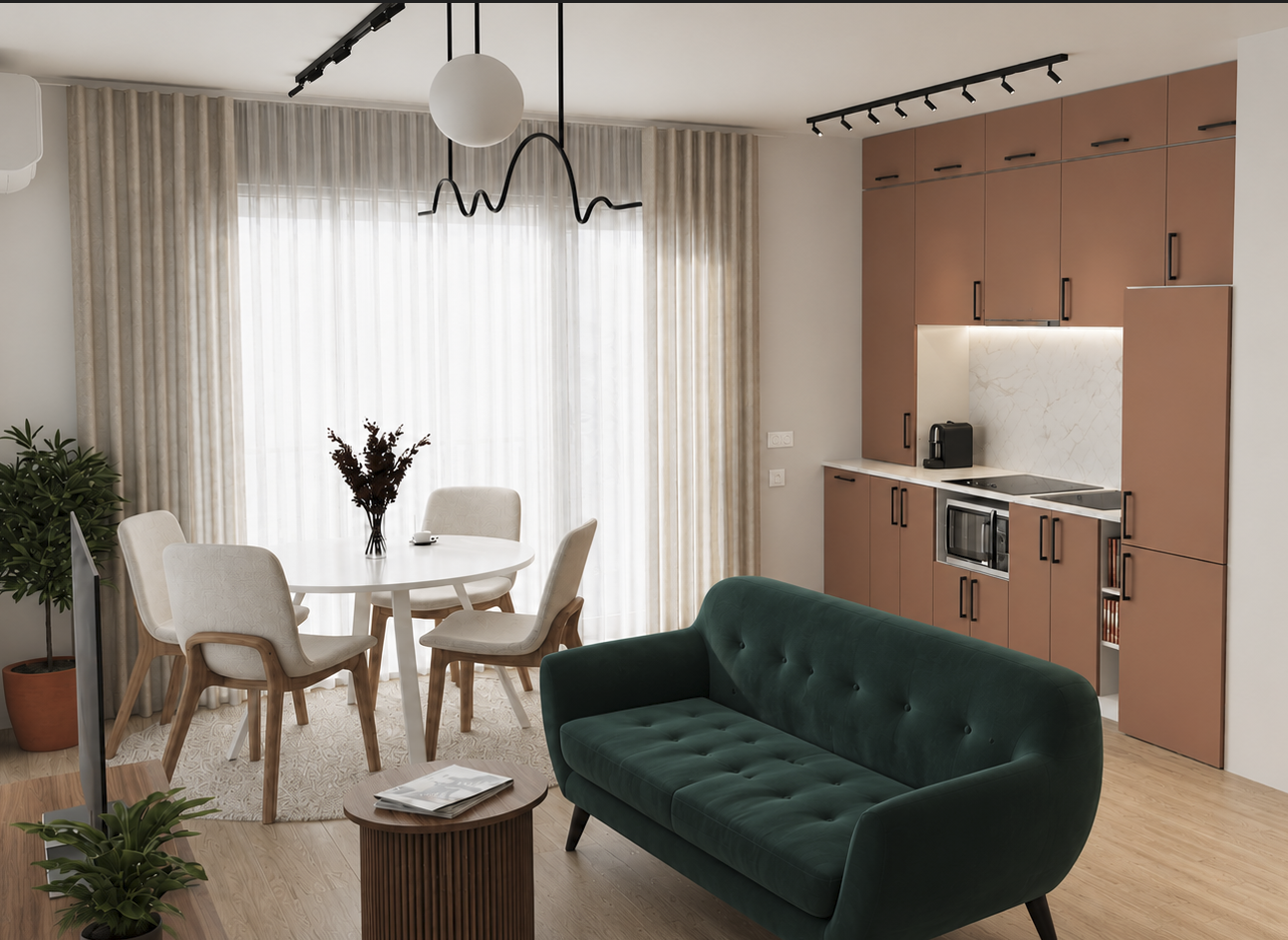 Open-Plan Apartment with a Sleeping Nook