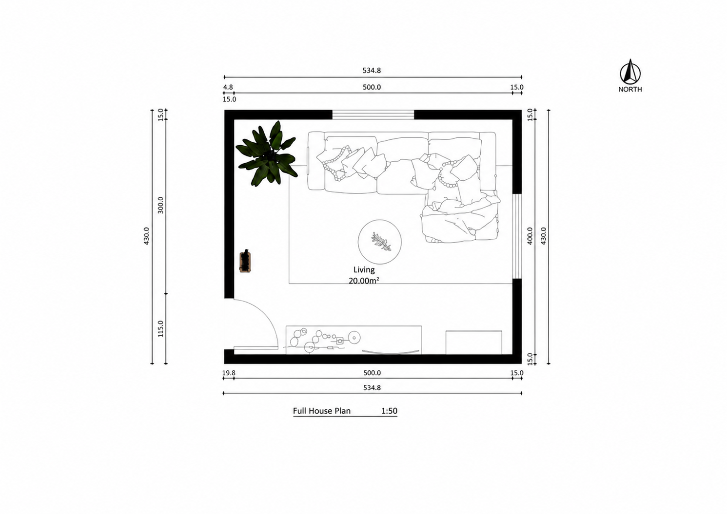 Plan mobilare — Living Japandi